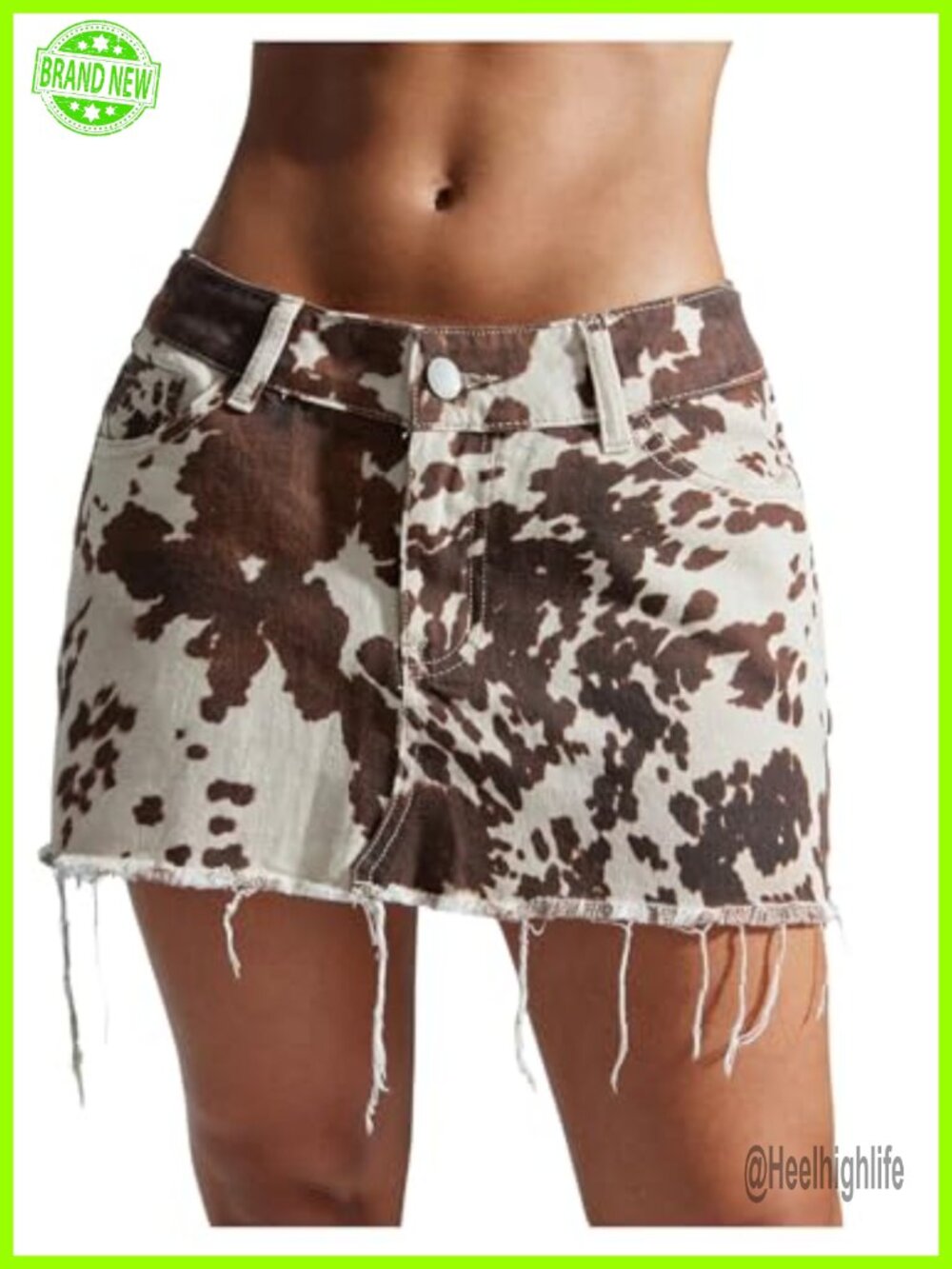 Floerns Women's Y2K Mini Denim Skirt Cow Print Low Waist Bodycon